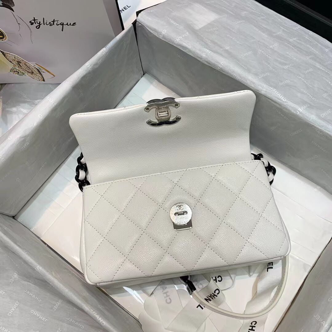 Chanel Original Cavier Leather Flap Bag A6395 White