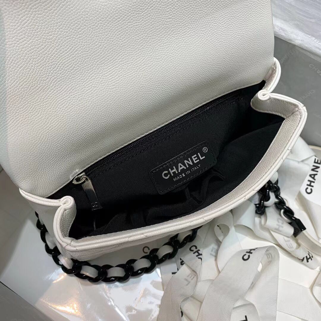 Chanel Original Cavier Leather Flap Bag A6395 White