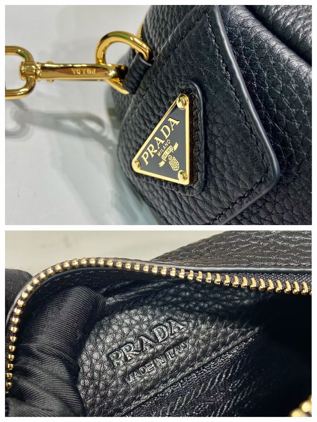 Prada Leather bag with shoulder strap 1DH781 black