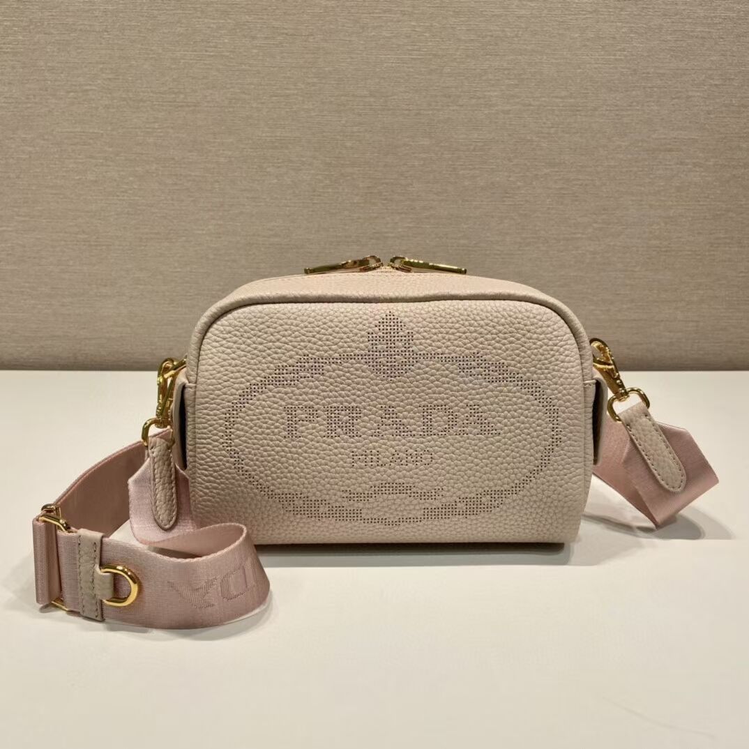 Prada Leather bag with shoulder strap 1DH781 light pink