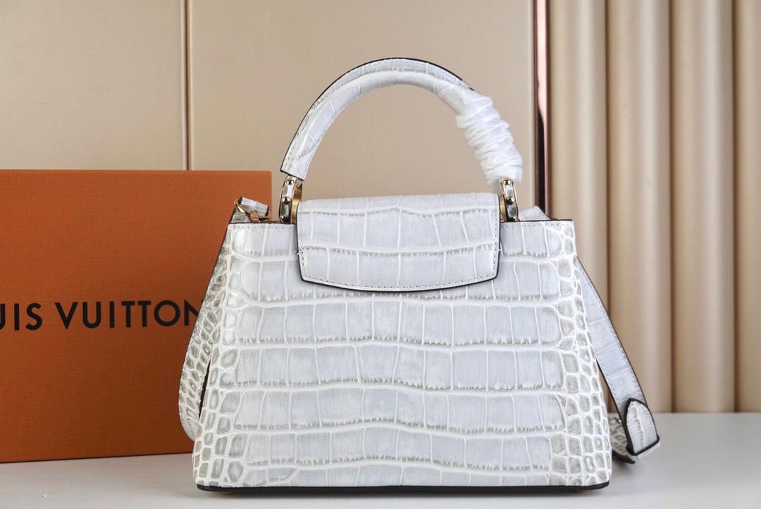 Louis Vuitton crocodile skin CAPUCINES BB M48865 Light Gray