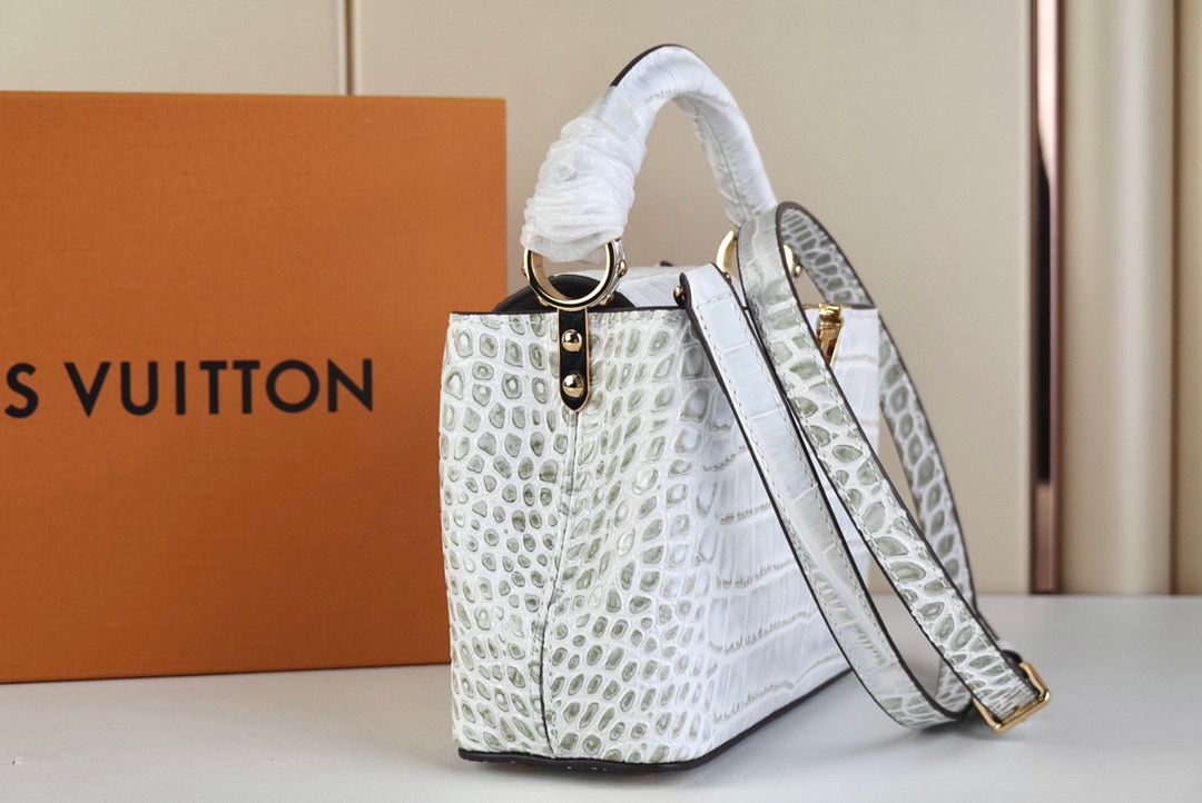 Louis Vuitton crocodile skin CAPUCINES MINI M48865 light gray