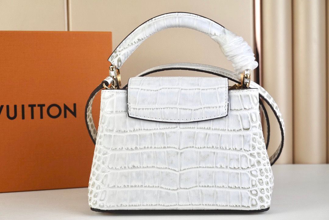 Louis Vuitton crocodile skin CAPUCINES MINI M48865 light gray