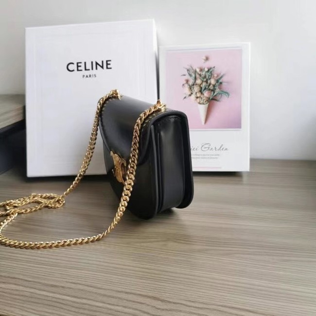 Celine TEEN CHAIN BESACE TRIOMPHE IN SHINY CALFSKIN 110973 BLACK