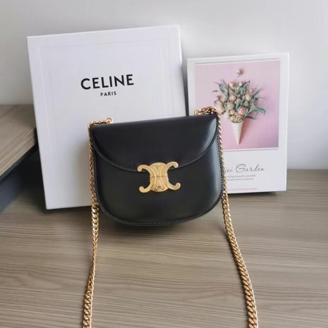 Celine TEEN CHAIN BESACE TRIOMPHE IN SHINY CALFSKIN 110973 BLACK