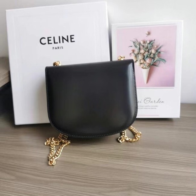 Celine TEEN CHAIN BESACE TRIOMPHE IN SHINY CALFSKIN 110973 BLACK