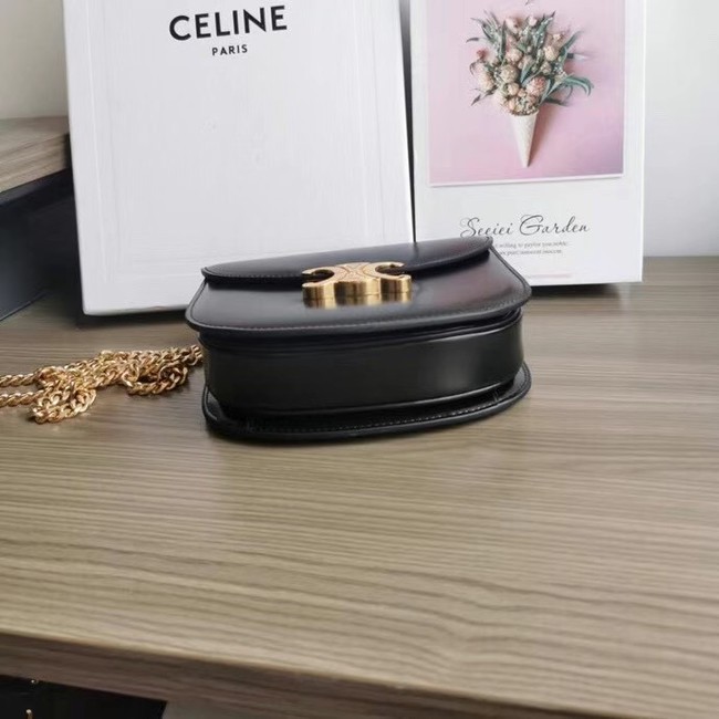 Celine TEEN CHAIN BESACE TRIOMPHE IN SHINY CALFSKIN 110973 BLACK