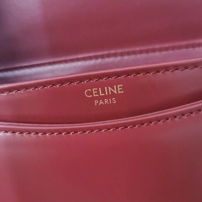 Celine TEEN CHAIN BESACE TRIOMPHE IN SHINY CALFSKIN 110973 CARMIN