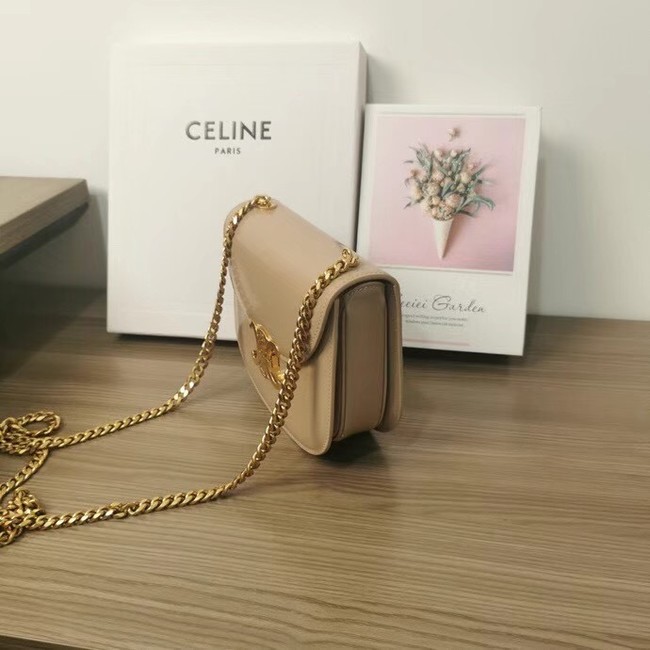 Celine TEEN CHAIN BESACE TRIOMPHE IN SHINY CALFSKIN 110973 Light Apricot