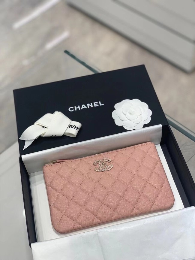 CHANEL SMALL POUCH Grained Calfskin & Gold-Tone Metal AP2968 Pink