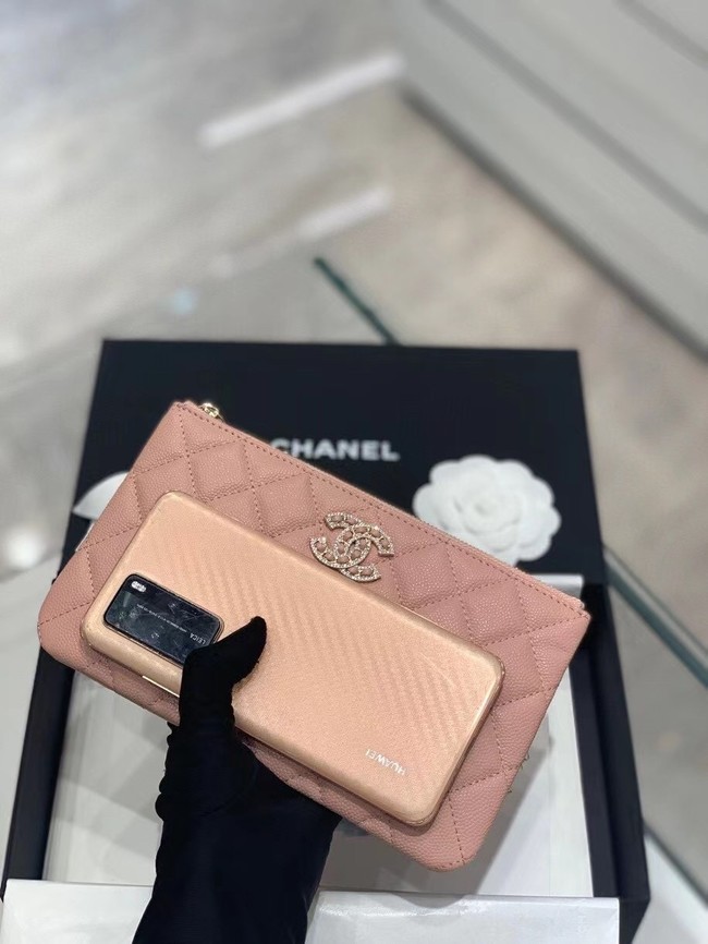 CHANEL SMALL POUCH Grained Calfskin & Gold-Tone Metal AP2968 Pink