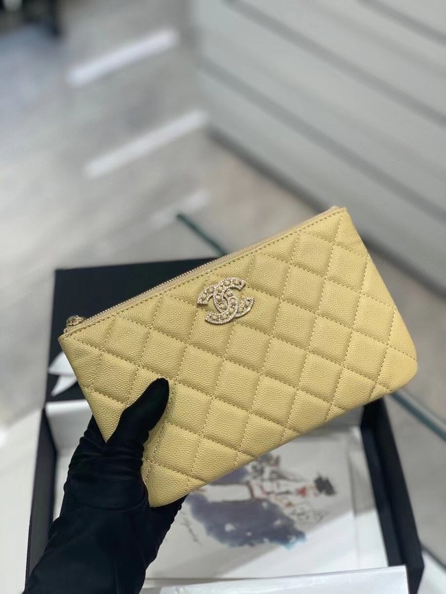 CHANEL SMALL POUCH Grained Calfskin & Gold-Tone Metal AP2968 yellow