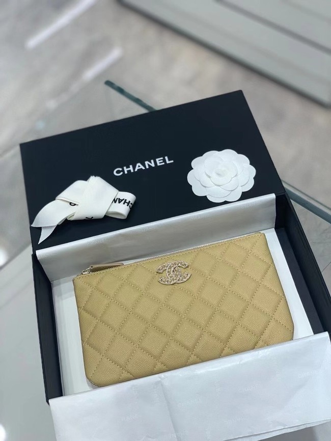 CHANEL SMALL POUCH Grained Calfskin & Gold-Tone Metal AP2968 yellow