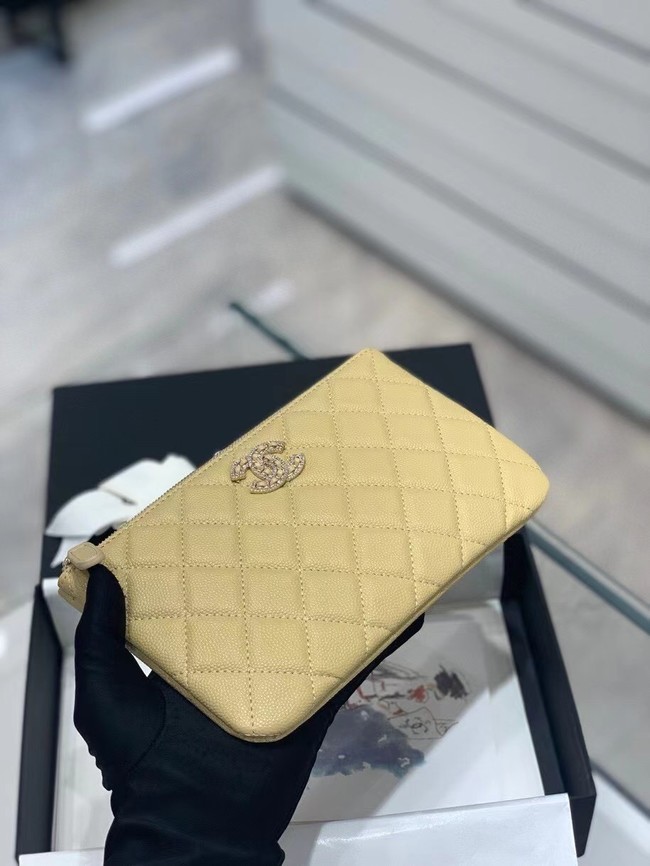 CHANEL SMALL POUCH Grained Calfskin & Gold-Tone Metal AP2968 yellow