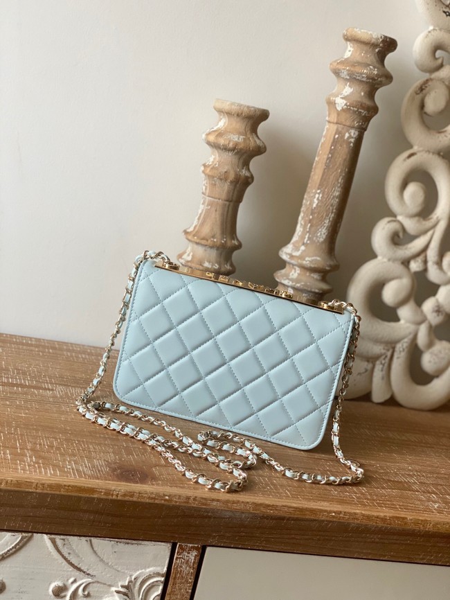 CHANEL WALLET ON CHAIN Lambskin & Gold-Tone Metal 88632 light blue