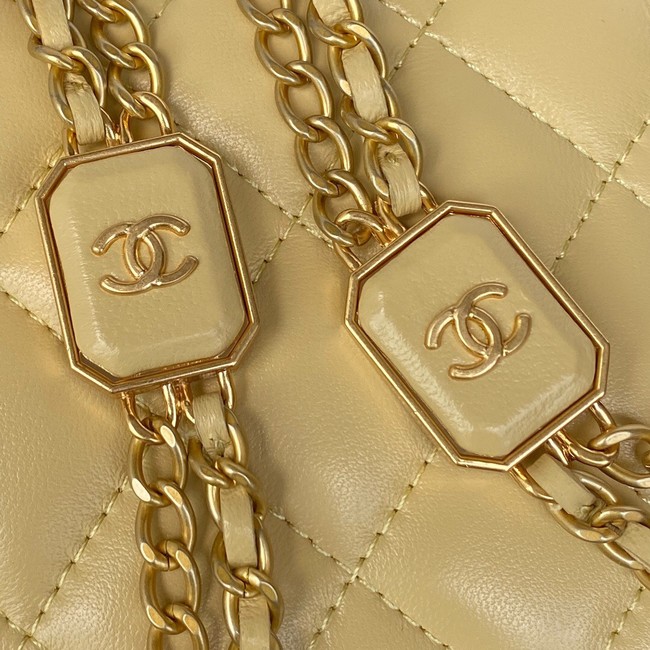 CHANEL WALLET ON CHAIN Lambskin & Gold-Tone Metal AP2923 light yellow