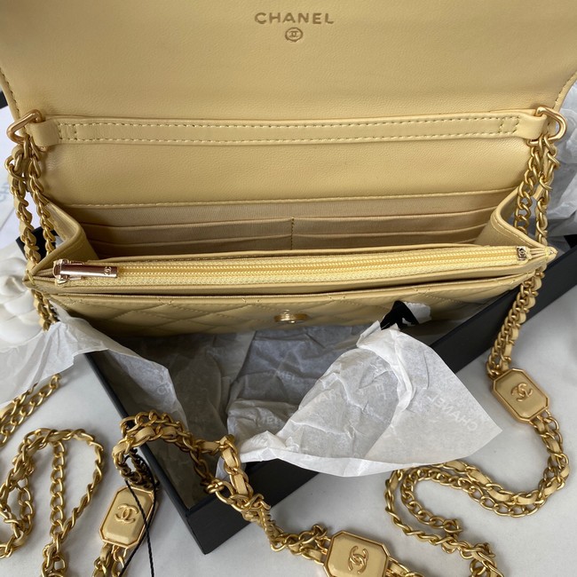 CHANEL WALLET ON CHAIN Lambskin & Gold-Tone Metal AP2923 light yellow