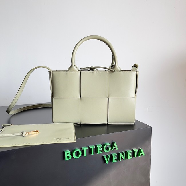 Bottega Veneta ARCO TOTE Small intrecciato grained leather tote bag 709337 Travertine