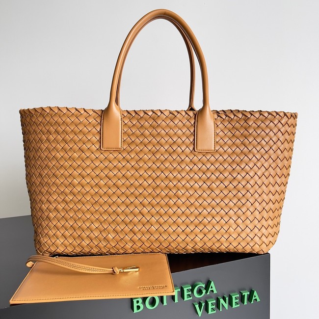 Bottega Veneta Large intreccio leather tote bag 608811 Caramel