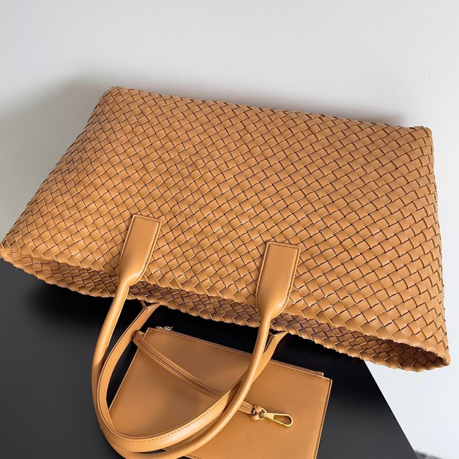 Bottega Veneta Large intreccio leather tote bag 608811 Caramel