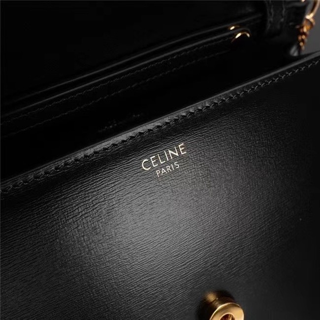 Celine TEEN CHAIN BESACE TRIOMPHE IN SHINY CALFSKIN 10J733 black