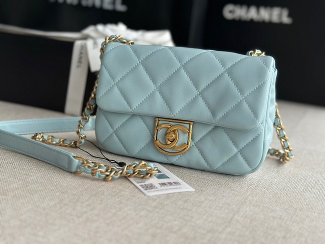 Chanel MINI FLAP BAG Lambskin & Gold-Tone Metal AS3473 Light Blue