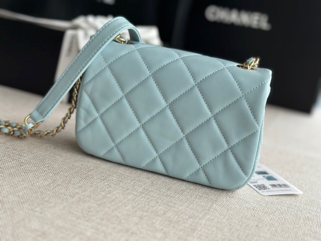 Chanel MINI FLAP BAG Lambskin & Gold-Tone Metal AS3473 Light Blue