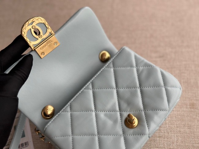 Chanel MINI FLAP BAG Lambskin & Gold-Tone Metal AS3473 Light Blue