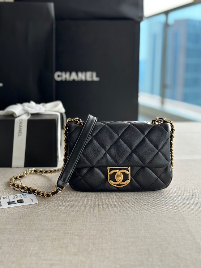 Chanel MINI FLAP BAG Lambskin & Gold-Tone Metal AS3473 black