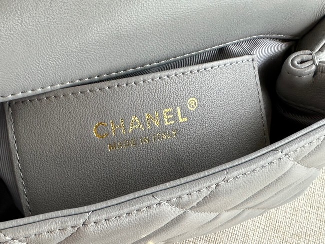 Chanel MINI FLAP BAG Lambskin & Gold-Tone Metal AS3473 gray