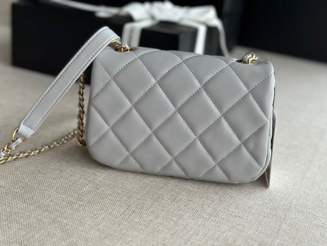 Chanel MINI FLAP BAG Lambskin & Gold-Tone Metal AS3473 gray