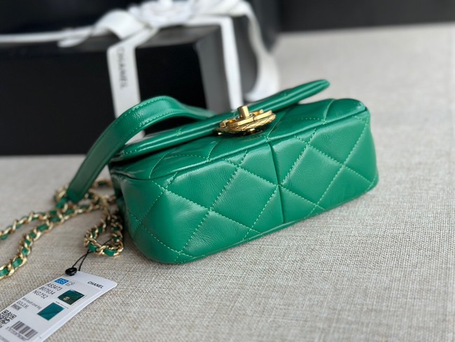 Chanel MINI FLAP BAG Lambskin & Gold-Tone Metal AS3473 green