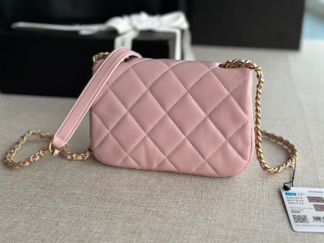 Chanel MINI FLAP BAG Lambskin & Gold-Tone Metal AS3473 pink