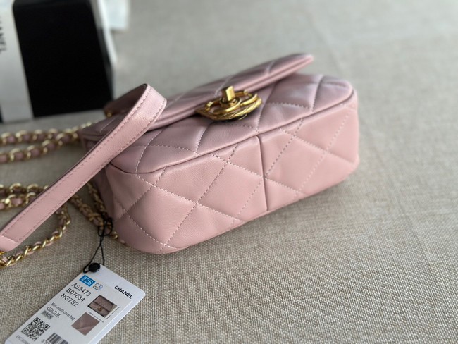 Chanel MINI FLAP BAG Lambskin & Gold-Tone Metal AS3473 pink