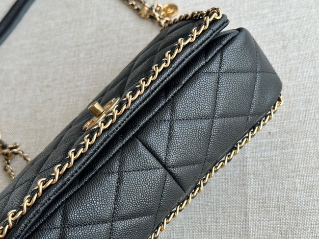 Chanel SMALL Flap Bag Grained Calfskin & Gold-Tone Metal AS3467 black