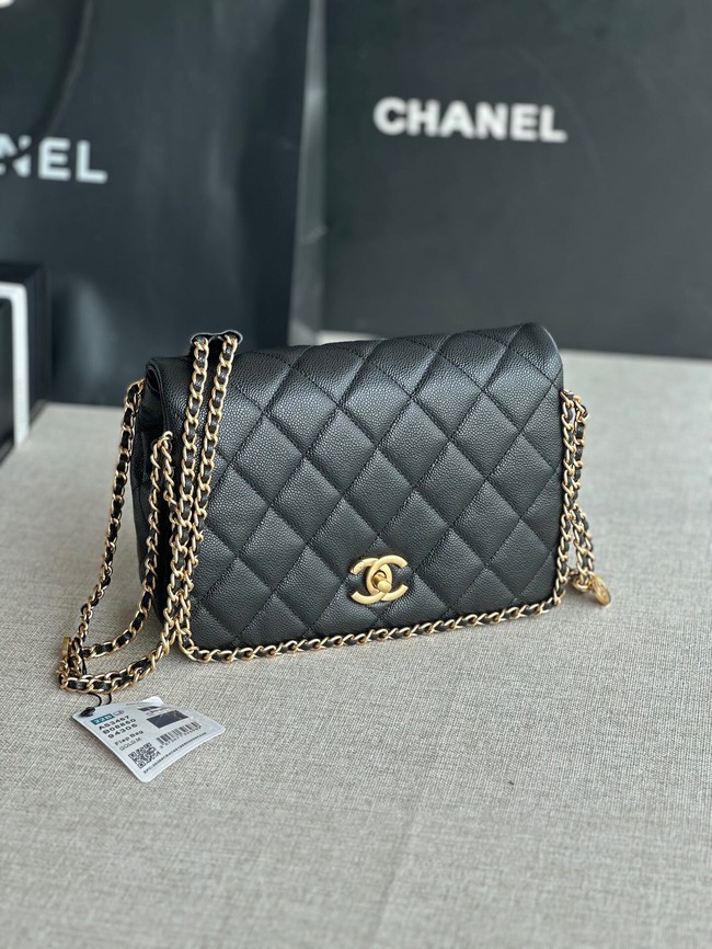 Chanel SMALL Flap Bag Grained Calfskin & Gold-Tone Metal AS3467 black