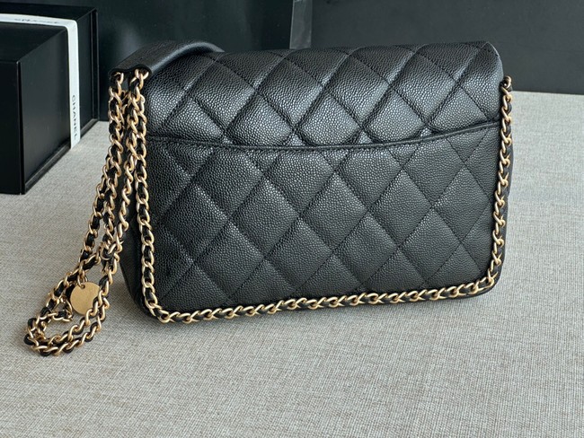 Chanel SMALL Flap Bag Grained Calfskin & Gold-Tone Metal AS3467 black