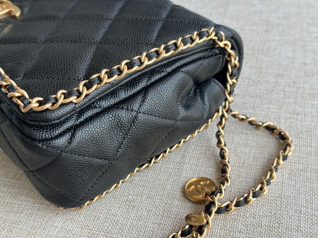 Chanel SMALL Flap Bag Grained Calfskin & Gold-Tone Metal AS3467 black