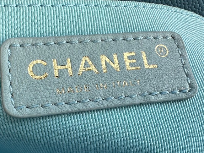 Chanel SMALL Flap Bag Grained Calfskin & Gold-Tone Metal AS3467 light blue