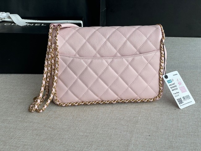 Chanel SMALL Flap Bag Grained Calfskin & Gold-Tone Metal AS3467 pink