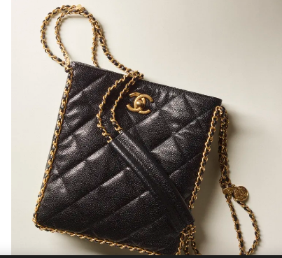 Chanel SMALL SHOPPING BAG Grained Calfskin & Gold-Tone Metal AS3470 black