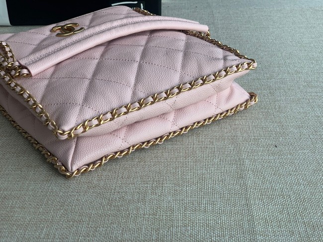 Chanel SMALL SHOPPING BAG Grained Calfskin & Gold-Tone Metal AS3470 pink