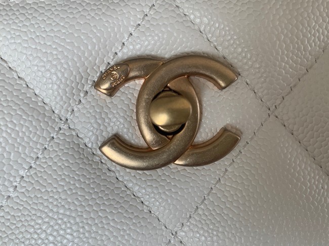 Chanel SMALL SHOPPING BAG Grained Calfskin & Gold-Tone Metal AS3470 white