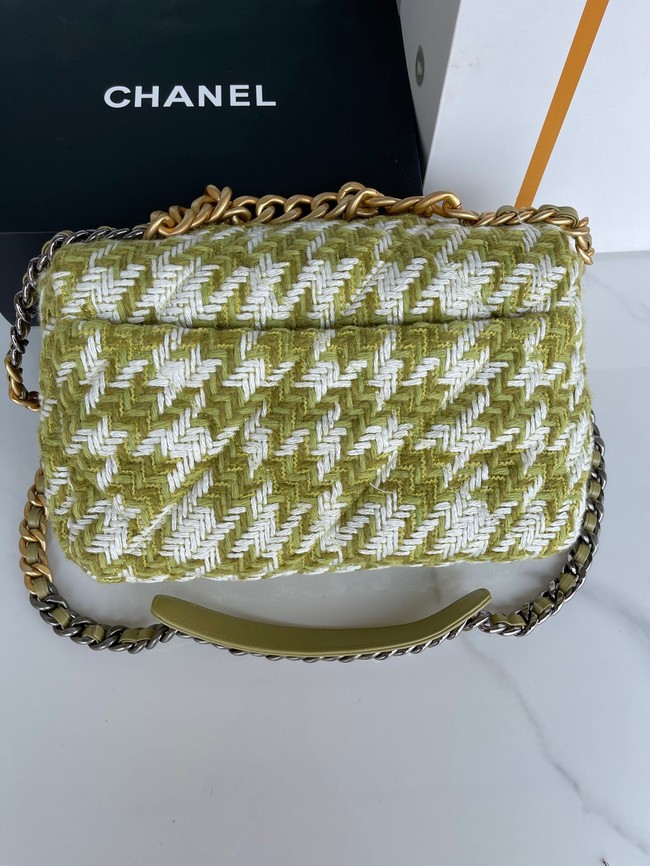 CHANEL 19 LARGE HANDBAG AS1161 Green & Ecru