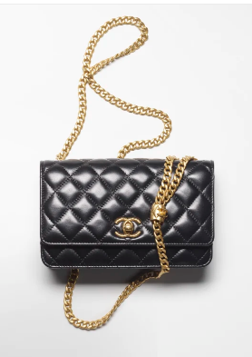 Chanel WALLET ON CHAIN Lambskin & Gold-Tone Metal AP3043 Black