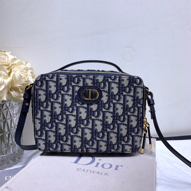 DIOR 30 MONTAIGNE BOX BAG Blue Multicolor Dior Oblique Jacquard S2141