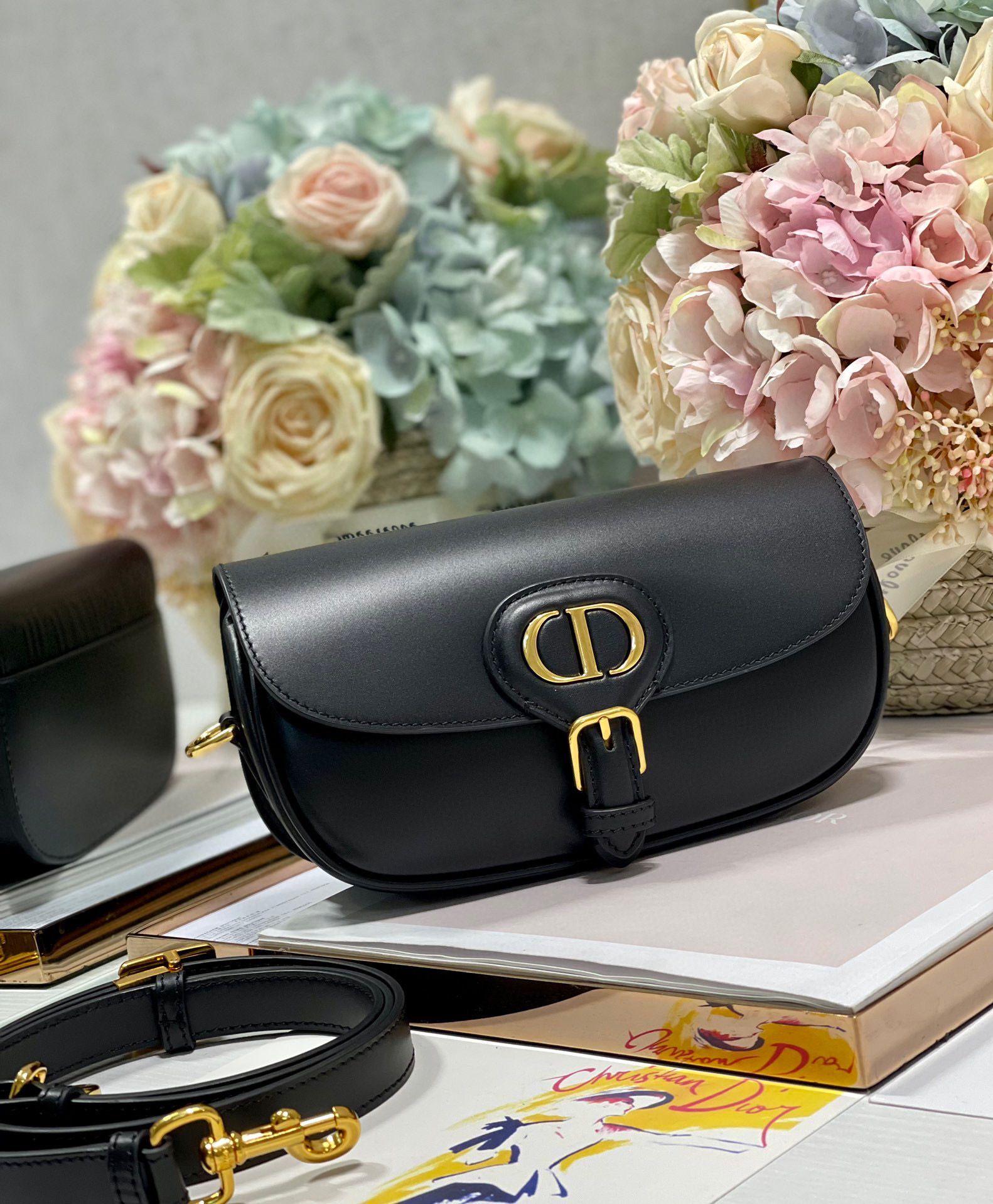 DIOR BOBBY EAST-WEST BAG Box Calfskin M9317S Black