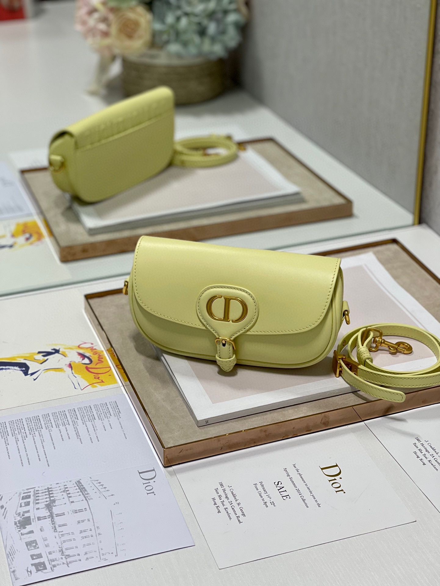 DIOR BOBBY EAST-WEST BAG Box Calfskin M9317S Lemon