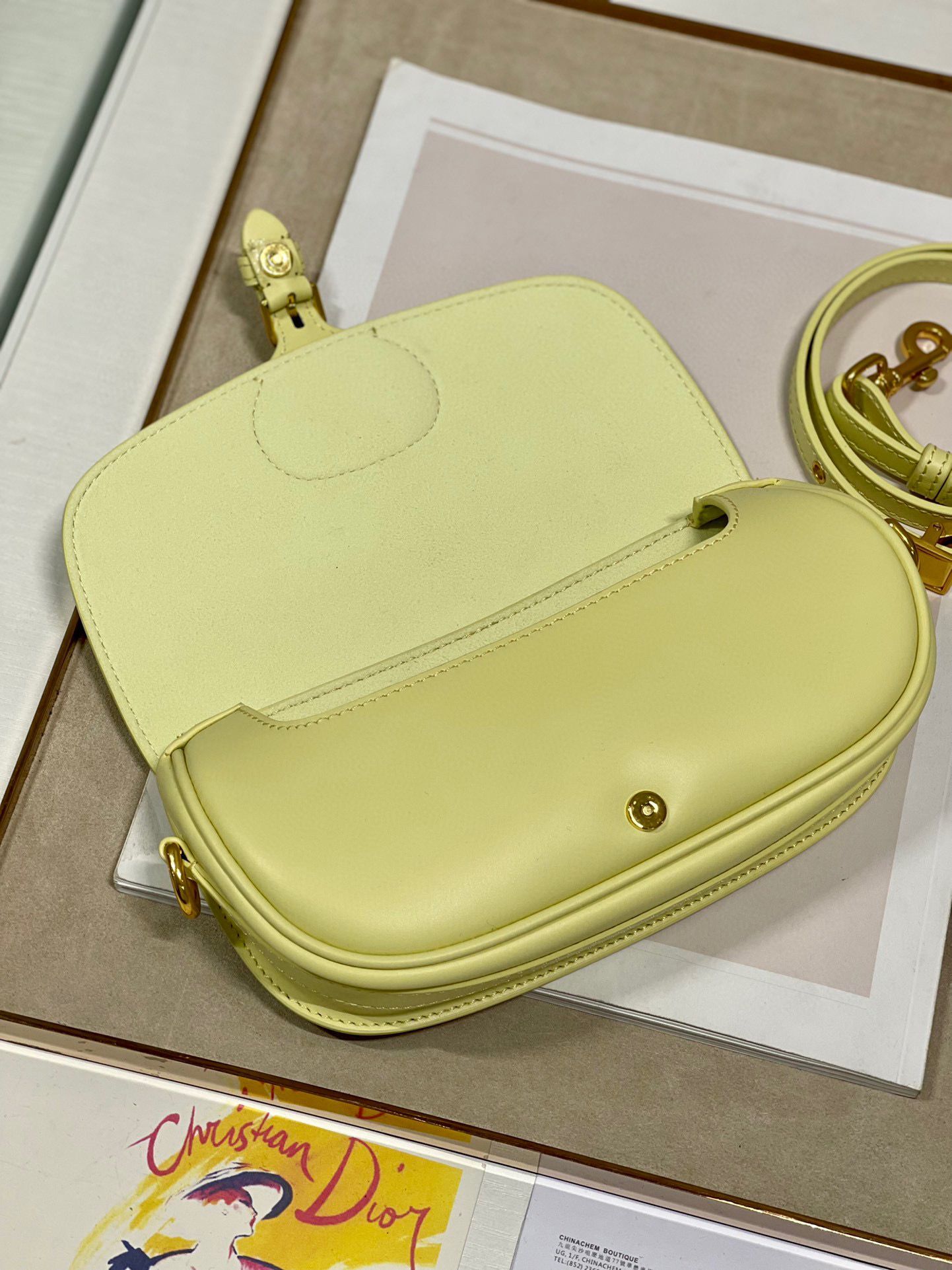 DIOR BOBBY EAST-WEST BAG Box Calfskin M9317S Lemon