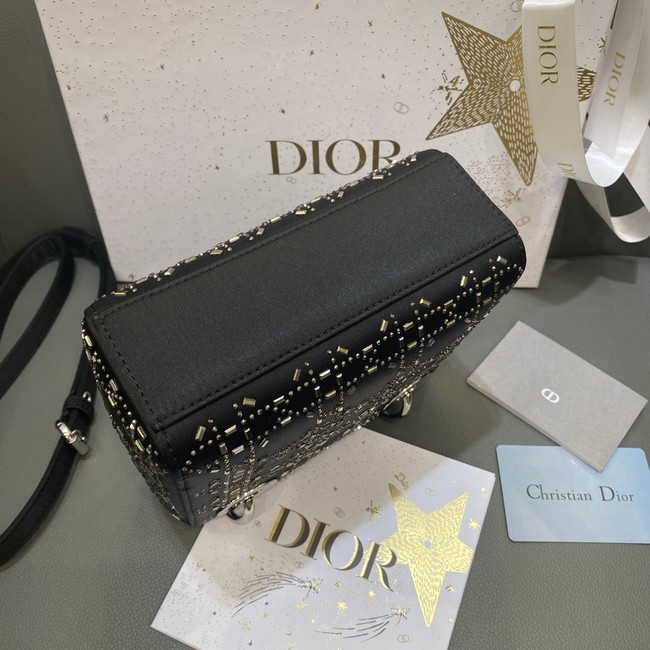 MINI LADY DIOR BAG Strass Cannage Satin M0500P black